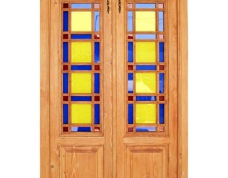 پنجره شیشه رنگی اُرُسی چوبی سنتی گره چینی مشبک